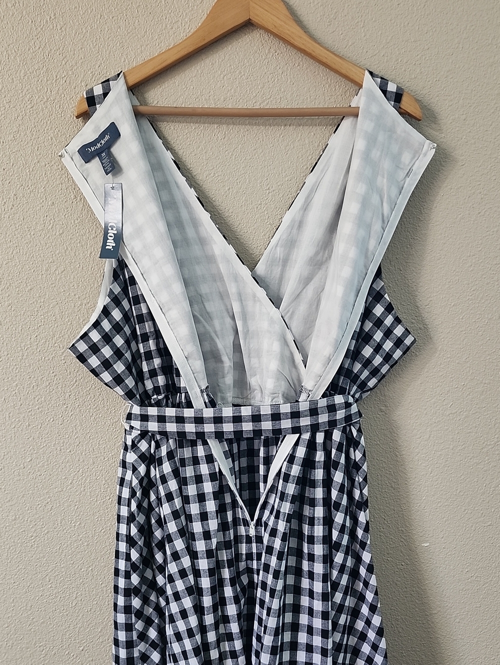 Modcloth Black & White Gingham Wrap Midi Dress - Picture 5 of 14